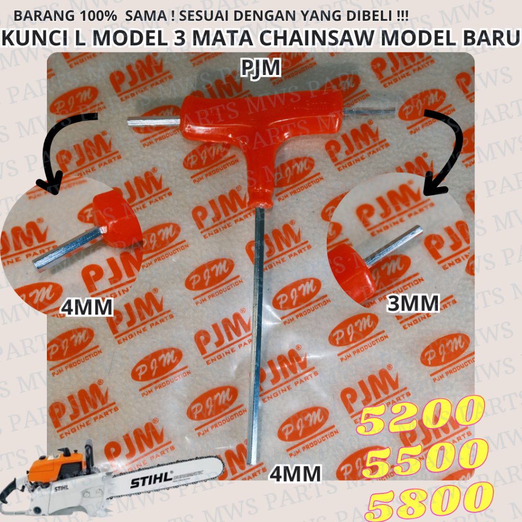 KUNCI L KUNCI T GUIDE L 3MATA KUNCI BAUT BLOK KUNCI BAUT BLOCK MESIN CHAINSAW MINI CHAINSAW KECIL SI