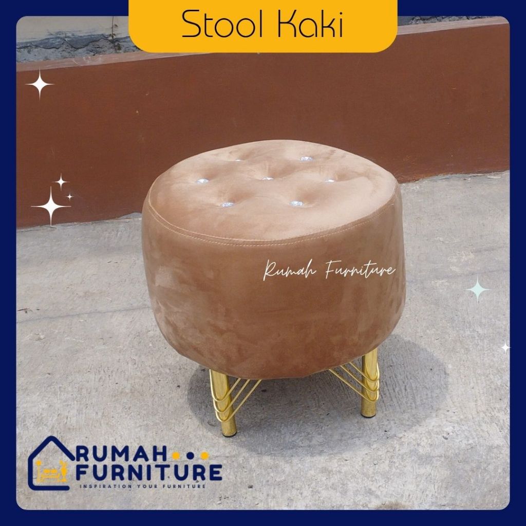 Stool Kaki Besi Lurus Jaring | Stool bulat | stool Kaki besi | Puf | stool | Furniture