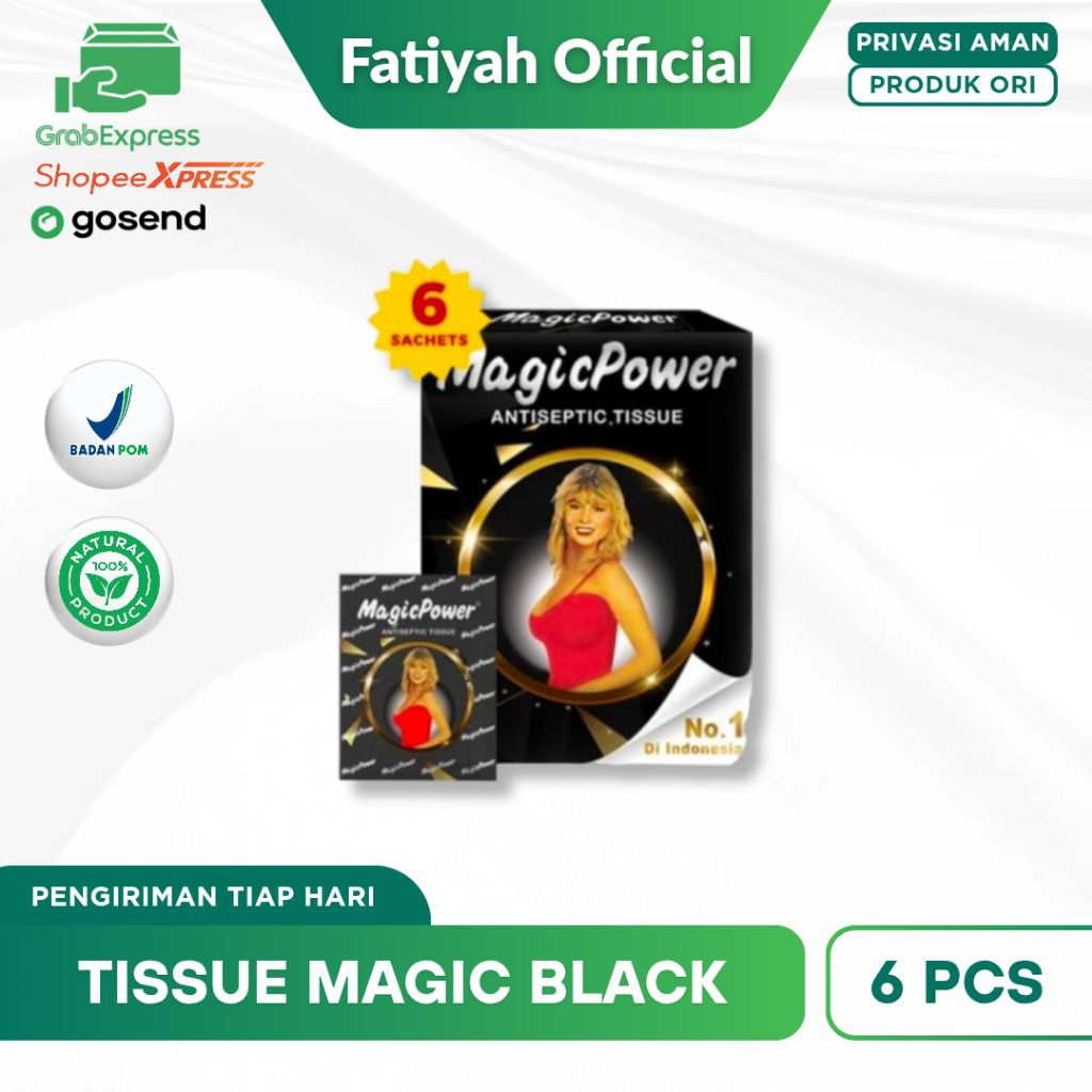TISU MAGIC POWER HITAM CLASSIC 1 PACK ISI 6 PCS - TISU MAGIC TAHAN LAMA - TISU MEJIK PRIA
