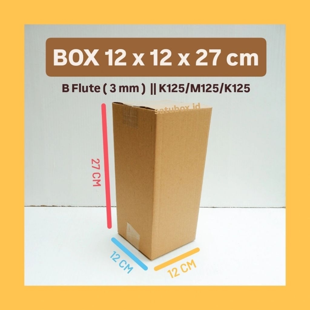 

kardus karton box polos uk. 12x12x27 cm, single wall tebal 3mm