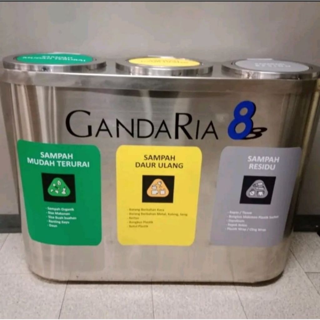 Tempat sampah stainless 3in1 / Tong sampah stainless / Tempat sampah