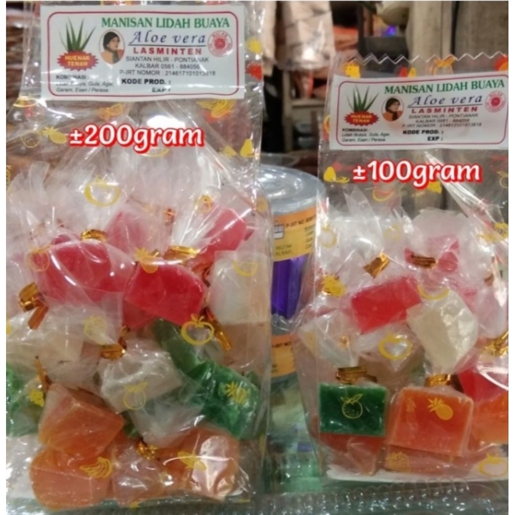 

Manisan Lidah Buaya Lasminten / Manisan Aloevera / Manisan Aloe Vera / Jeli Lidah Buaya / Jelly Aloevera / Oleh Oleh Khas Pontianak / Makanan Asli Kalimantan Barat