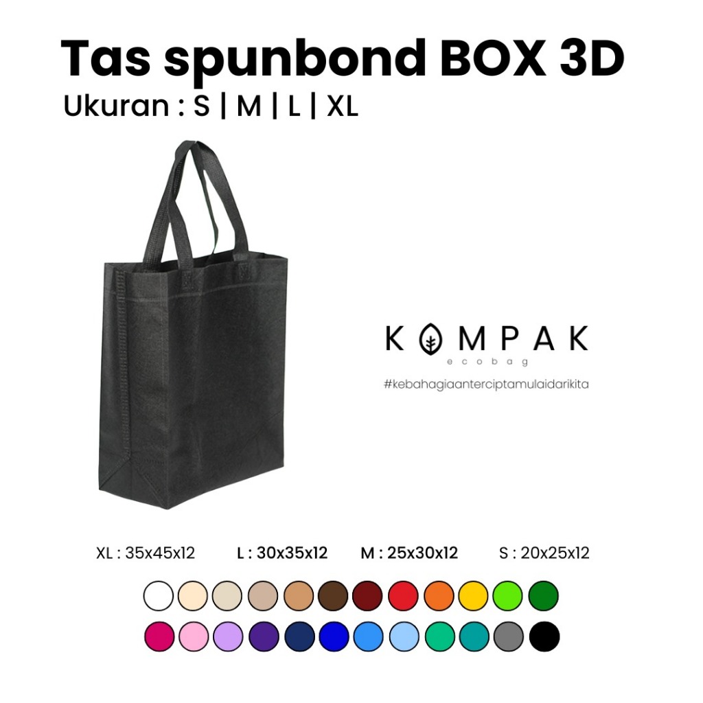 

kompakecobag- Tas Spunbond Press Handle Box 3D Kantong Goodie Bag