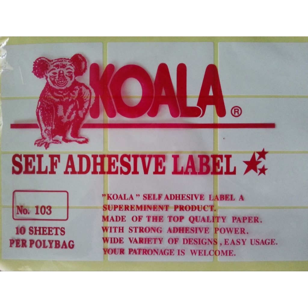 

Stiker Label Koala No 103