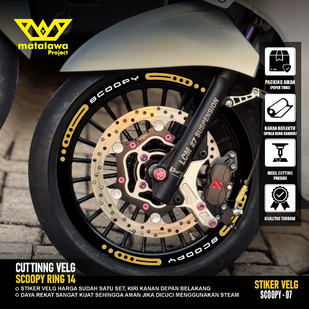 COD Stiker Cutting Velg Motor honda Scoopy Ring 14 tahun 2010 2016 Sticker lis variasi  pelek 07