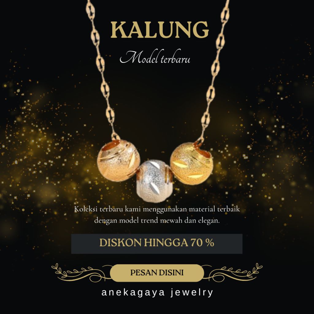 PROMO KALUNG + LIONTIN 3 BOLA UKIR PASIR TITANIUM TERBARU