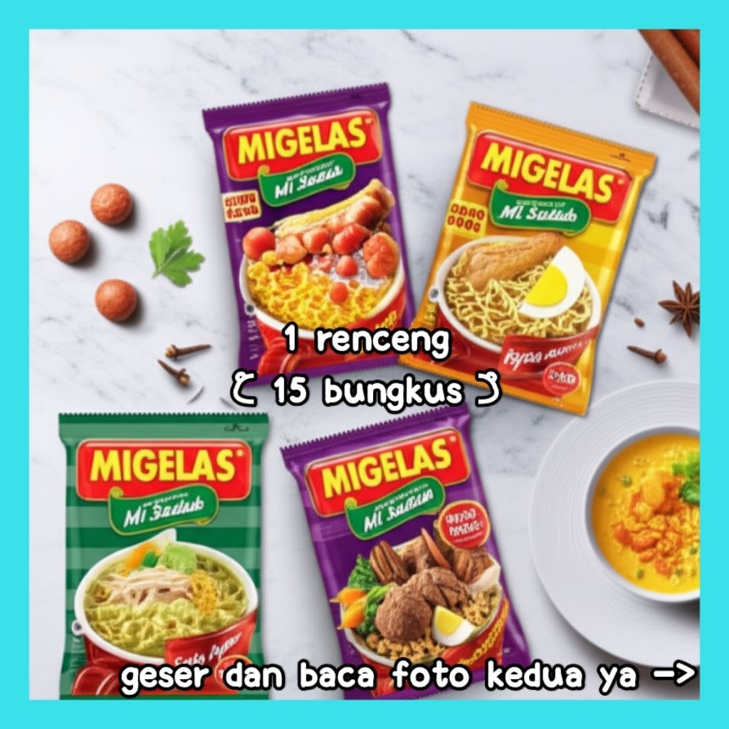 

migelas 1 renceng (15 bungkus) mie gelas migelas protevit baso kari ayam soto bawang