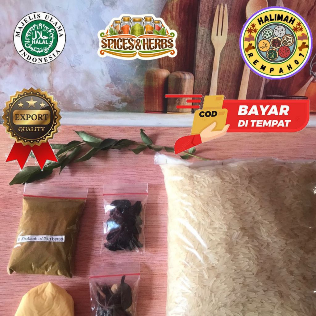 

paket hemat nasi kebuli uk 1kg beras basmati lengkap dengan bumbu dan rempah BONUS kismis hitam enak dan lezat