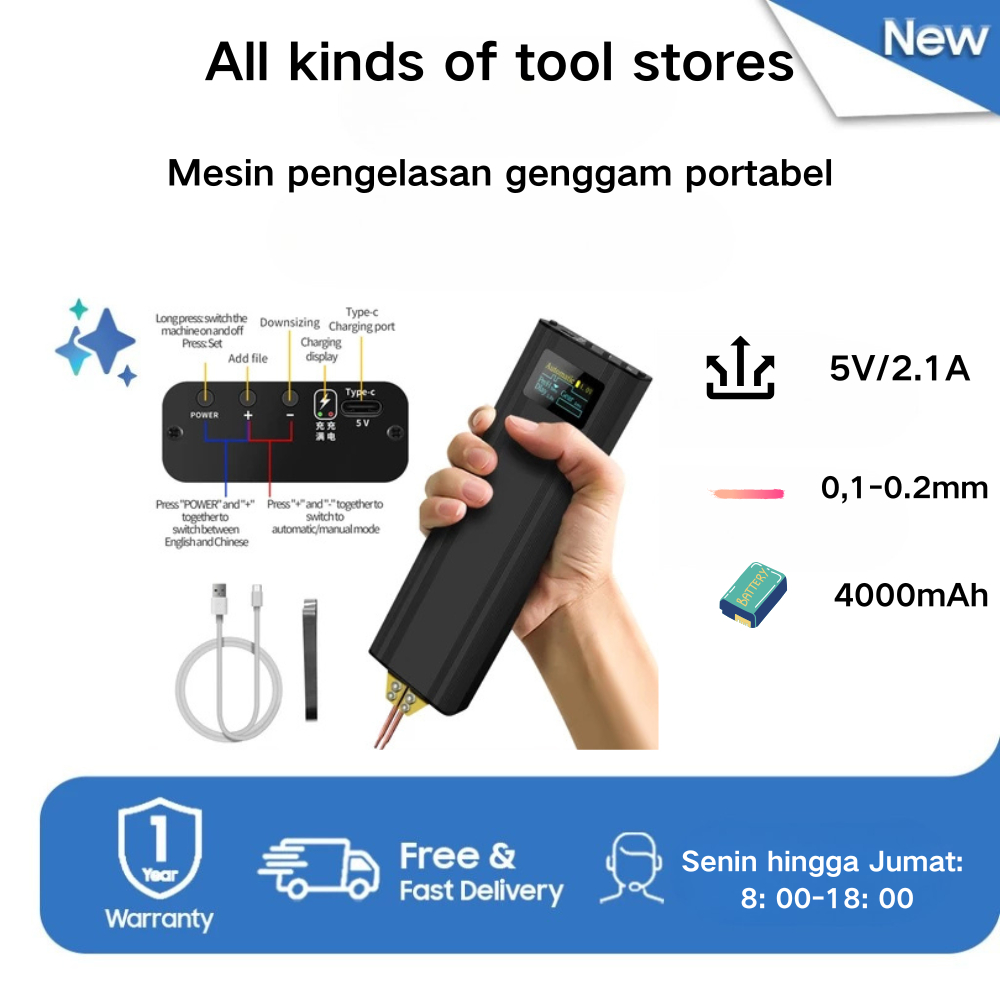 Spot Welder Genggam Portabel dengan Layar Mini 18650 Baterai Lithium Diy Set / Spot Welder Baterai
