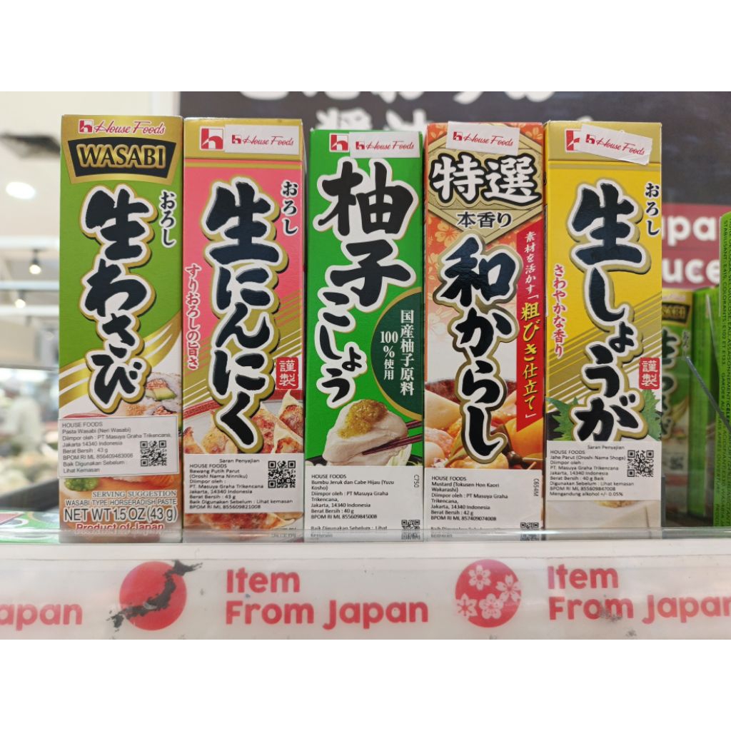 

ALL VARIAN HOUSE PASTA & BUMBU WASABI,YUZU KOSHO,OROSHI NAMA SHOGA,OROSHI NAMA NINNIKU,TOKUSEN HON KAORI WAKARASHI