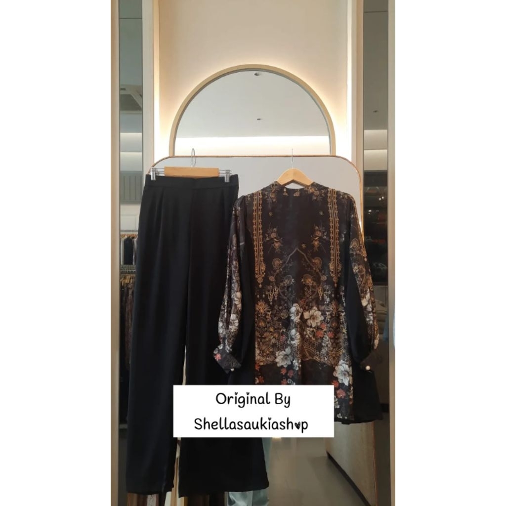 Shellasaukia Oneset Etnik Hitam Premium Baju Setelan Shellasaukiashop Original Terbaru Silk Printing