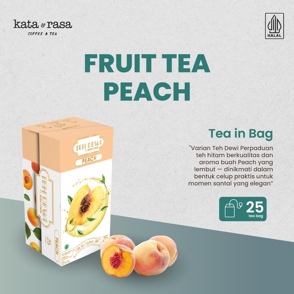 

Teh Dewi by Kata Rasa Black Tea Peach | Premium | Tea Bags | Aroma Peach | Teh Hitam Peach
