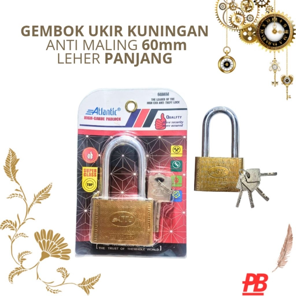 Gembok Anti Maling/Gembok Baja Kuningan 60mm panjang