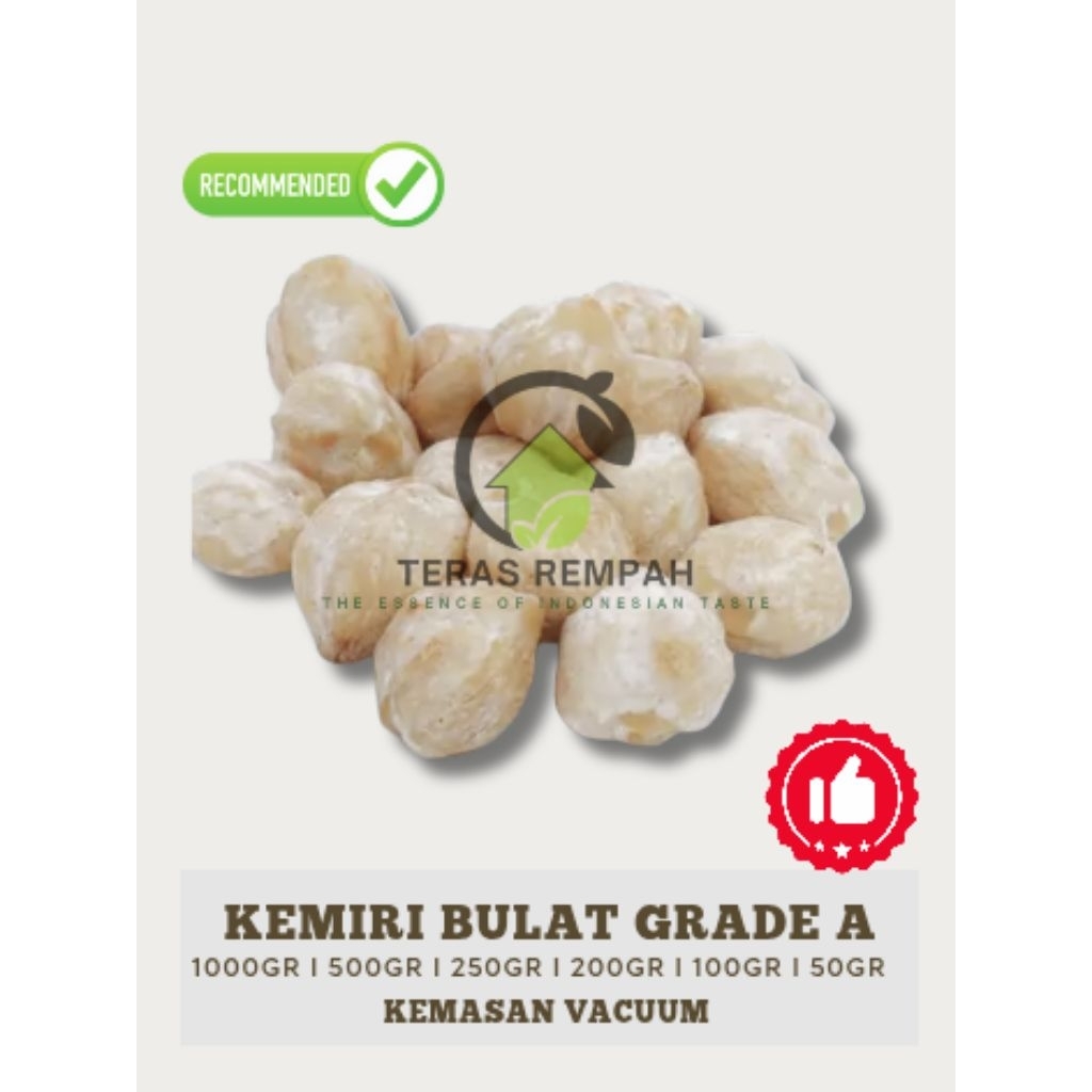 

Kemiri Bulat grade A kemasan vakum l berat 50gr l asli kupang l siap pakai