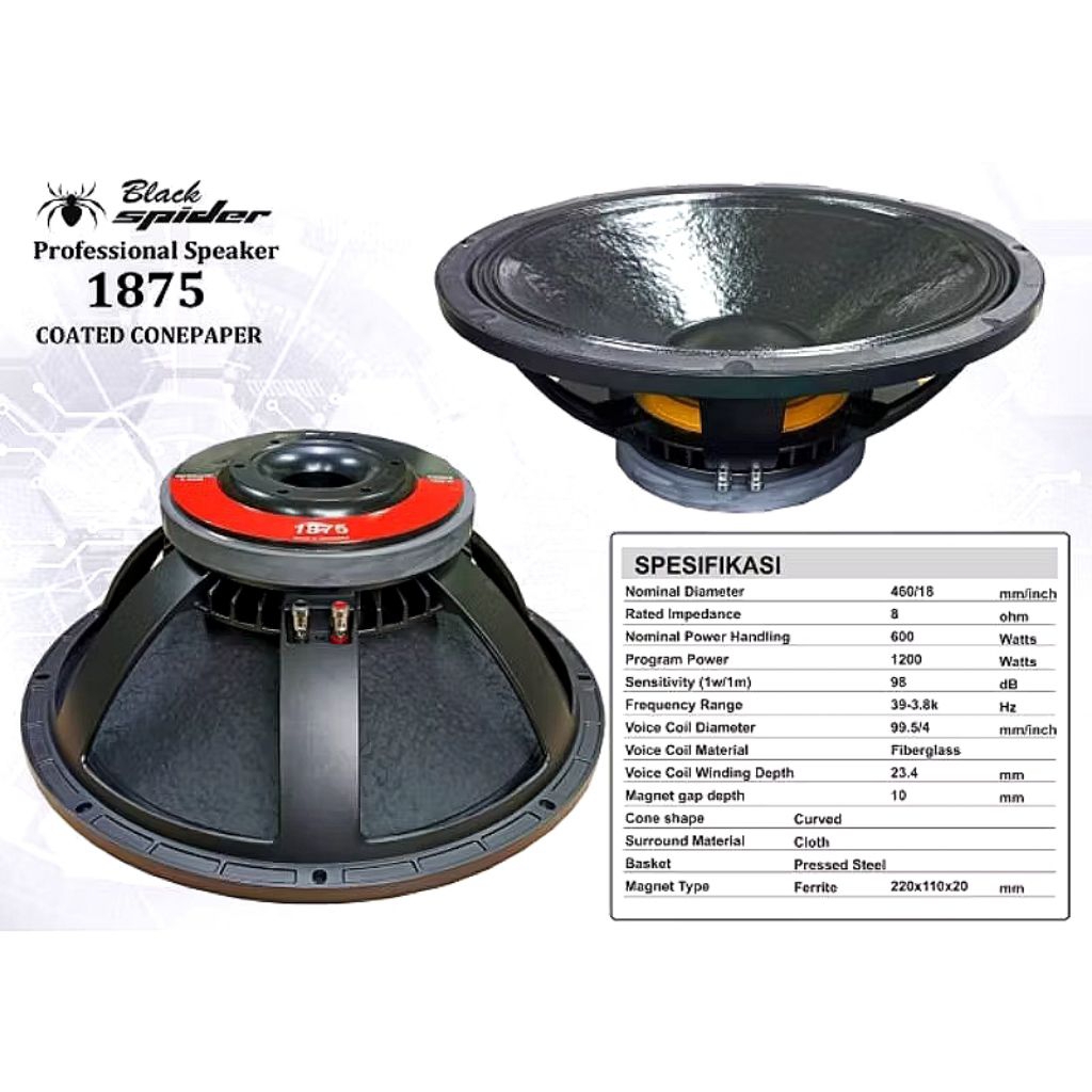 SPEAKER KOMPONEN BLACK SPIDER 1875