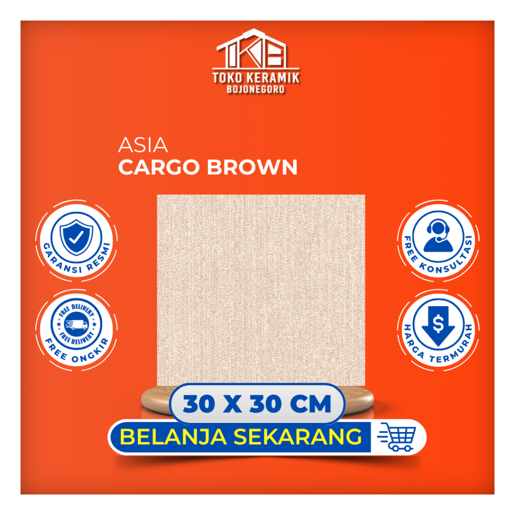 Keramik Lantai Matte Kasar timbul 30x30 cm Asia Tile Cargo Brown