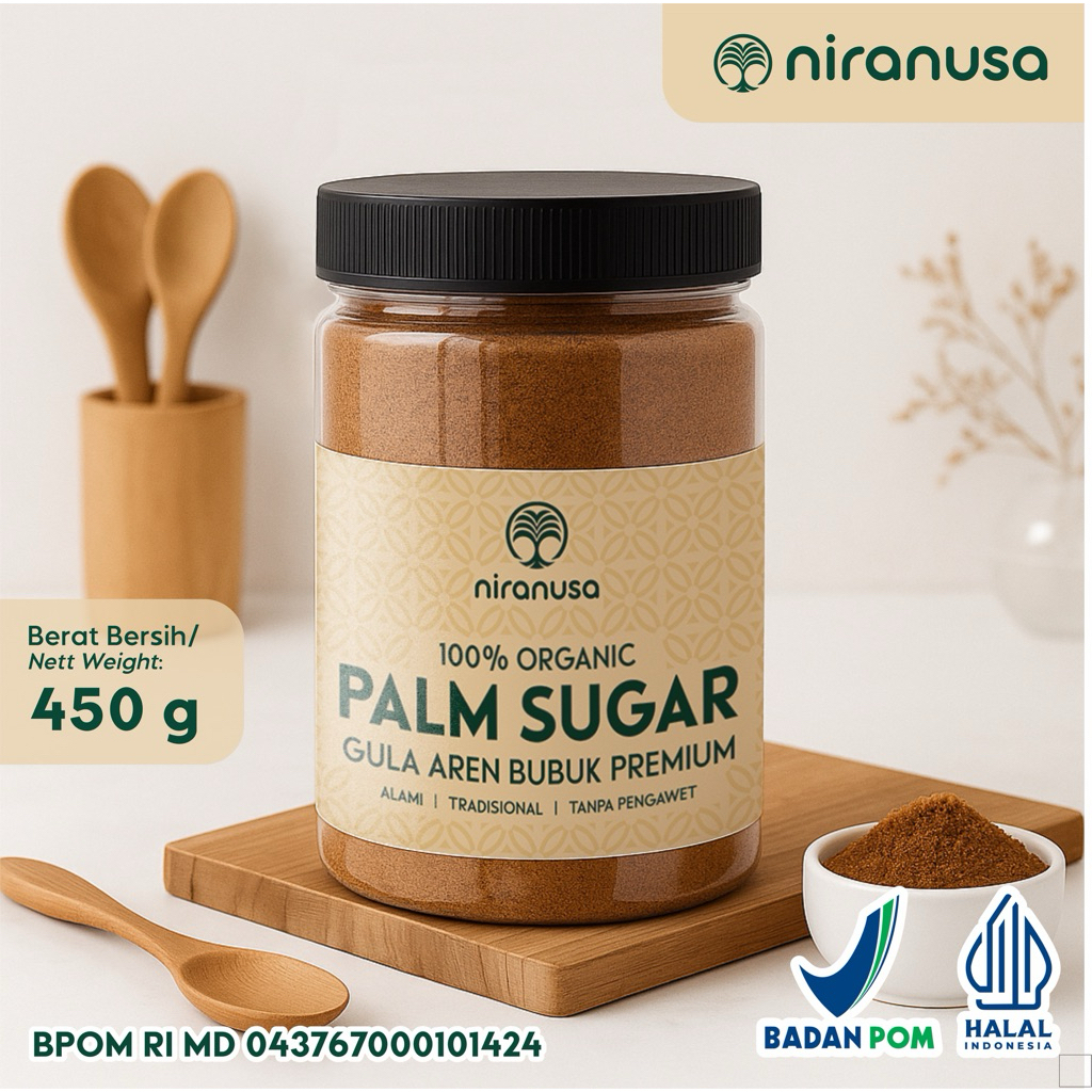 

Gula Aren Bubuk Organik 450g (BPOM) – Palm Sugar Premium • Tanpa Pengawet (TOPLES PLASTIK)