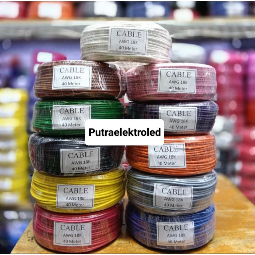 Kabel 18 Awg Kecil 300V 40meter Serabut Tembaga / Kabel 18Awg Kecil 300V