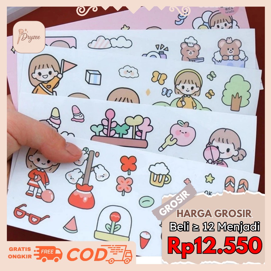 

Telado Waterproof Stiker/Sticker Aesthetic Dekorasi Buku Diary Lucu STIKER TUMBLR 1 Set TLD06