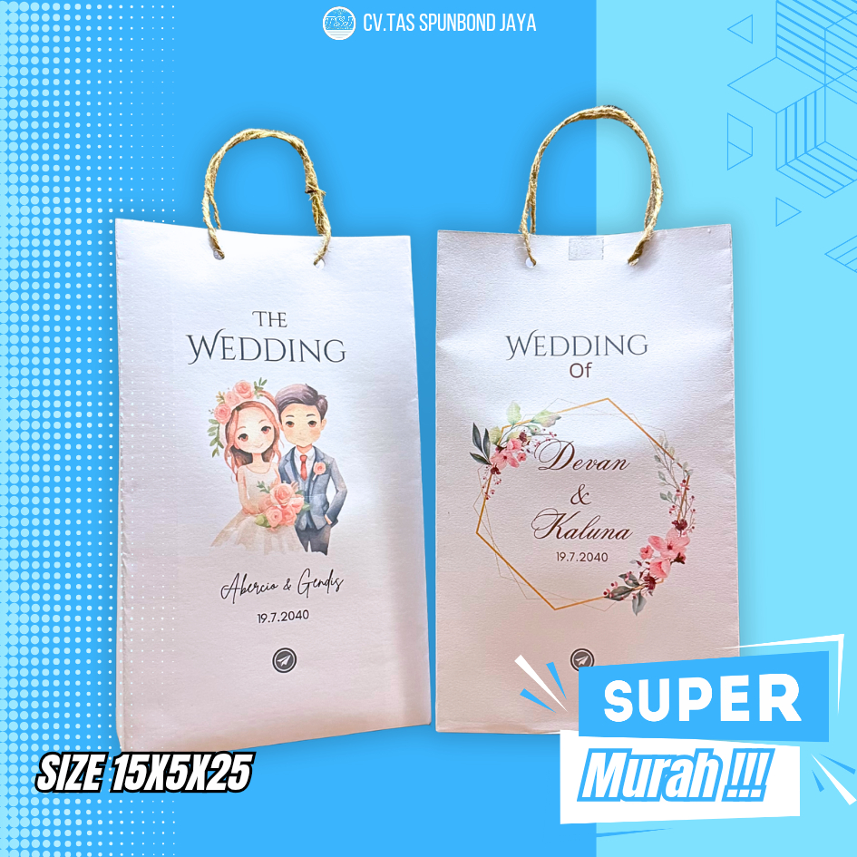 

Super Murah Free Custom Nama Cetak Full Color Paper Bag Putih Tema Wedding Pernikahan Hajatan Muat Isi Souvenir Dan Snack Aesthetic