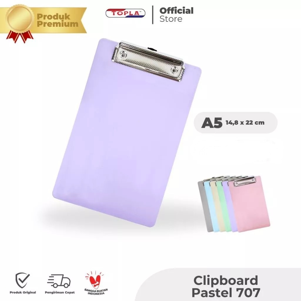 

1 LSN / 12 Pcs Clipboard Topla 707 Pastel A5 ( 14.8cm x 22cm ) Papan Jalan Cafe Kafe