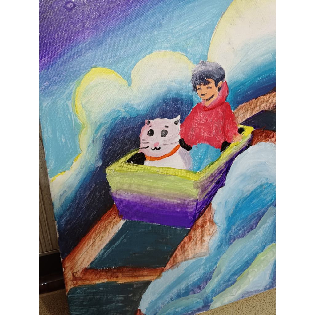 

Lukisan kanvas 3 Dimensi karya anak terbaik / gambar abstrak / dijual untuk penyemangat anak