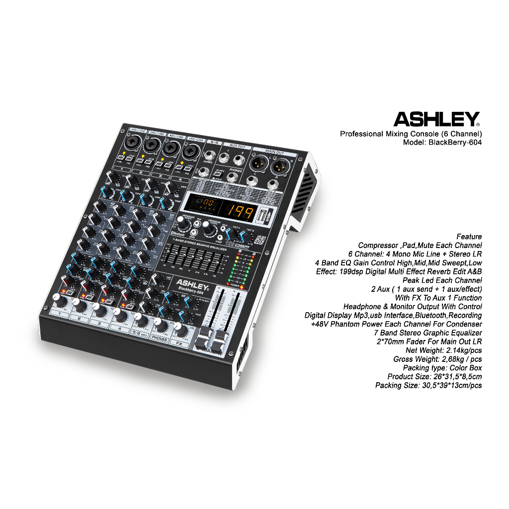 BLACKBERRY-604 MIXER 6 CHANNEL ASHLEY ORIGINAL / MIXER 6 CHANNEL / BLACKBERRY 604 ASHLEY