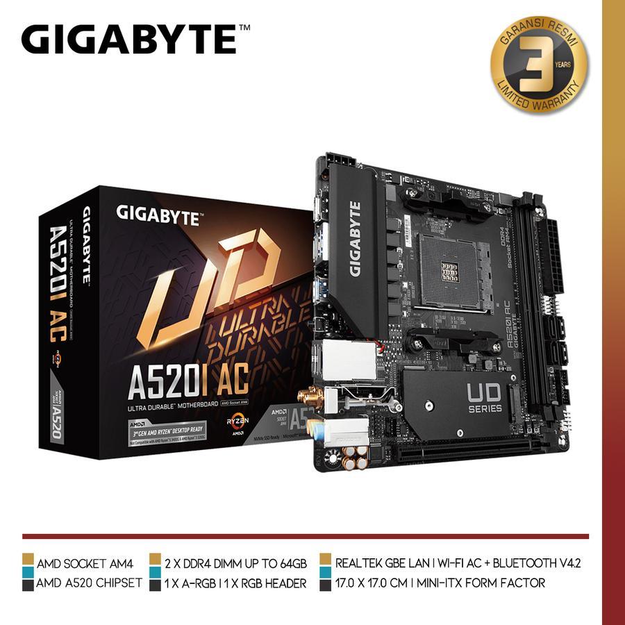 GIGABYTE A520I AC | Motherboard AMD A520 Ryzen AM4 Mini ITX