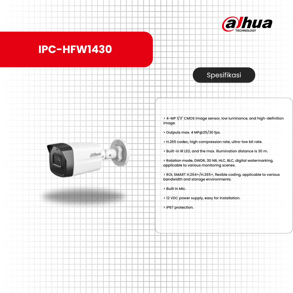 CCTV DAHUA IP CAM DH-IPC-HFW1430 OUTDOOR 4MP / Dahua IPC HFW