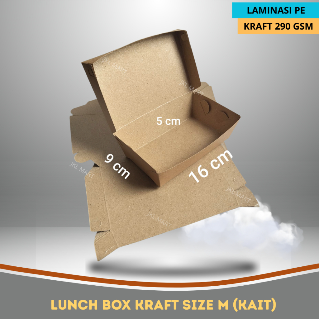 LUNCH BOX TRAY PAPER BOX TAKEWAY KOTAK MAKAN KOTAK NASI AYAM GEPREK POLOS SIZE M "KAIT"