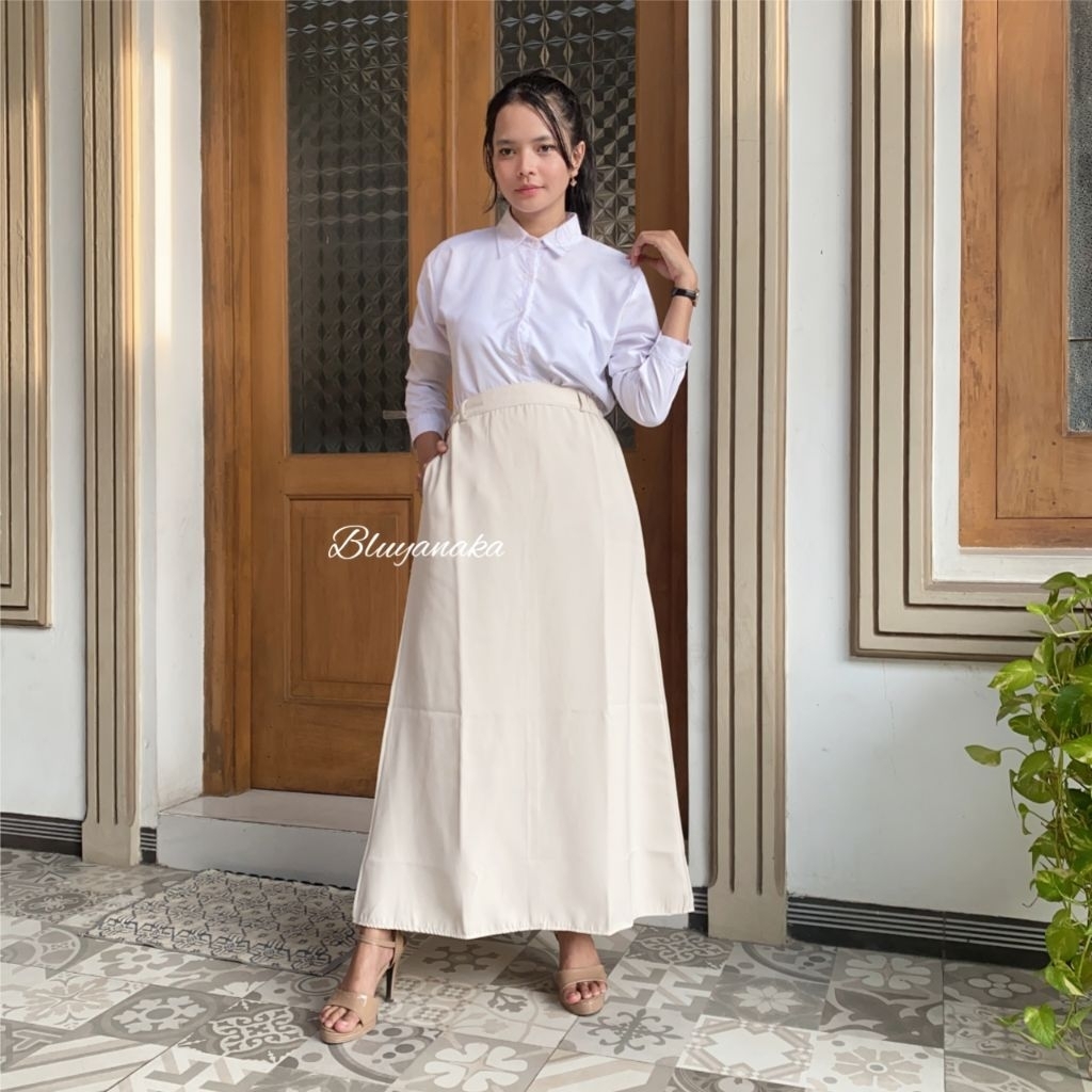 Upfrade Style  Rok Kerja Model A- Line Rok Hitam Panjang Rok Formal Wanita Rok Kantor Rok Ospek