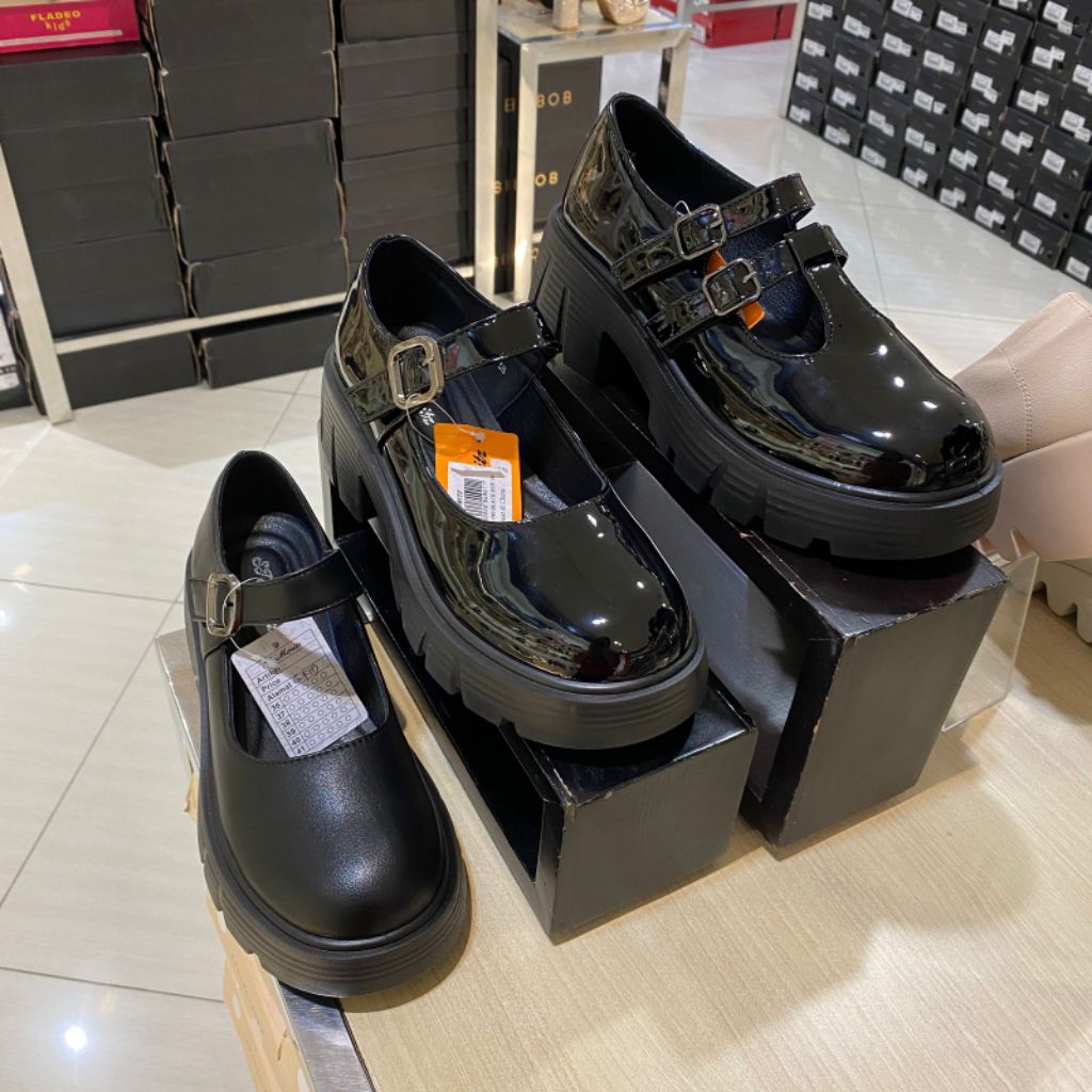 ST MORITZ ‼️ sepatu wanita docmart hitam formal glossy