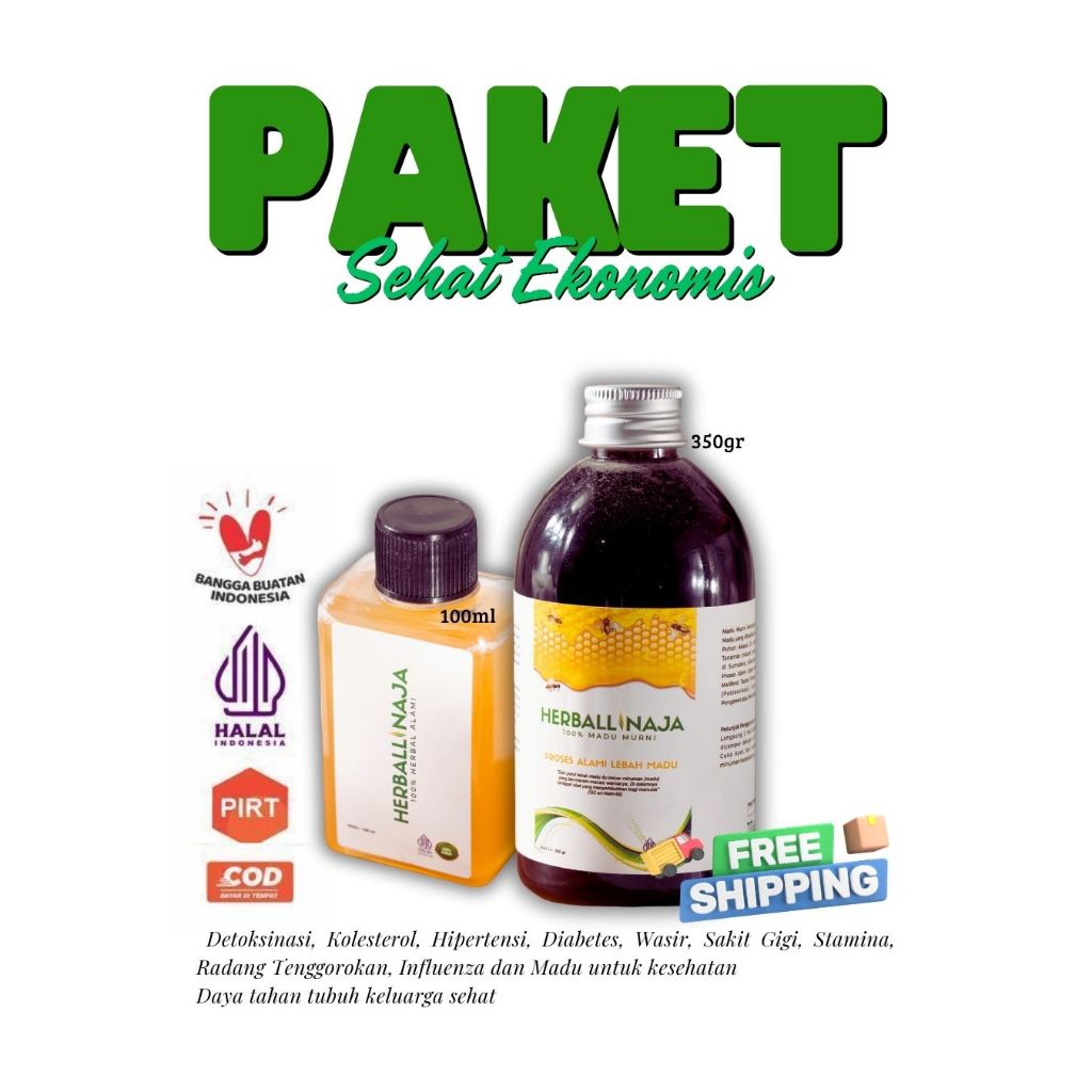 

Paket Sehat Ekonomis HERBALLINAJA | Madu Murni 350gr + Herbal Cair 100ml