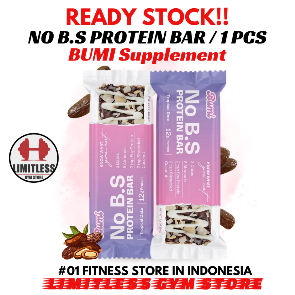 

NO BS PROTEIN BAR by BUMI - 80G Healthy High Protein Bars Tropical Date