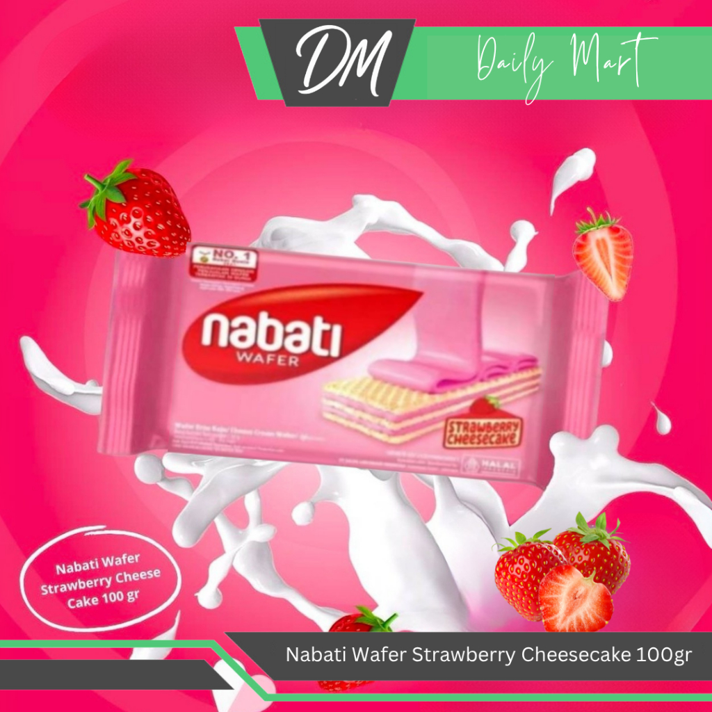 

NABATI Wafer Strawberry Cheesecake 110gr - Cemilan Rasa Stroberi Krim Keju Enak dan Murah