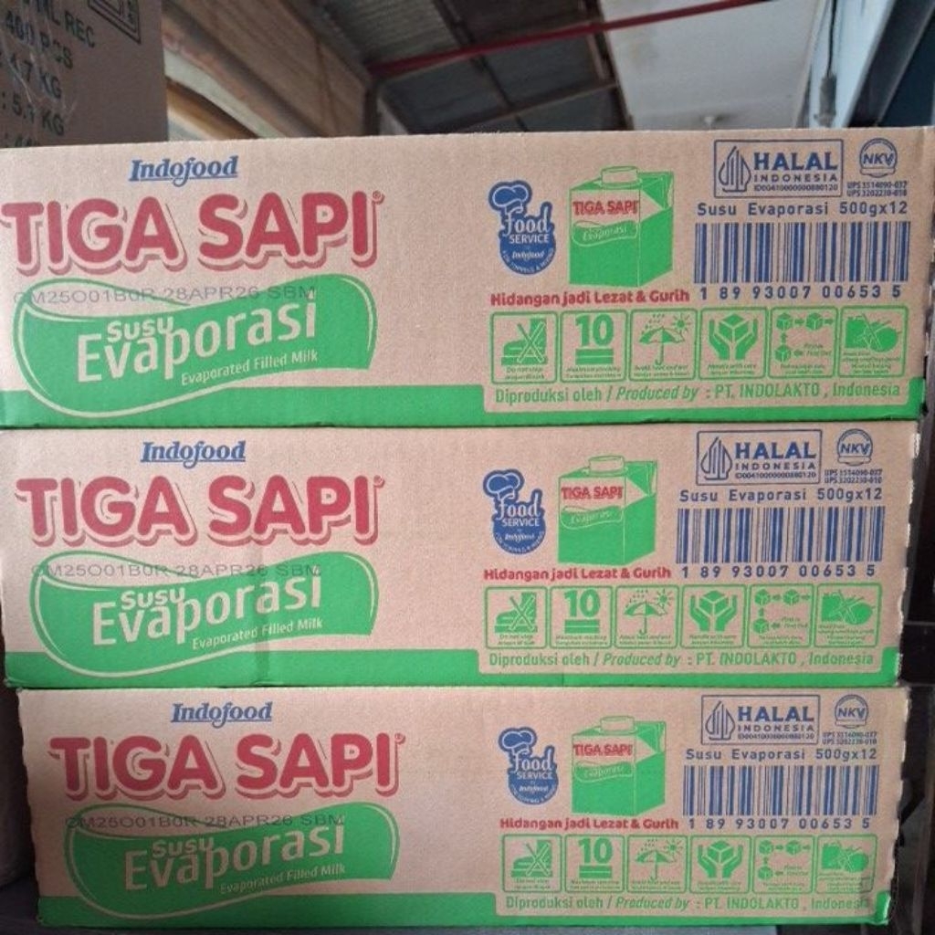 

Susu Evaporasi Tiga Sapi Kemasan Dus (12 x 500 gram)