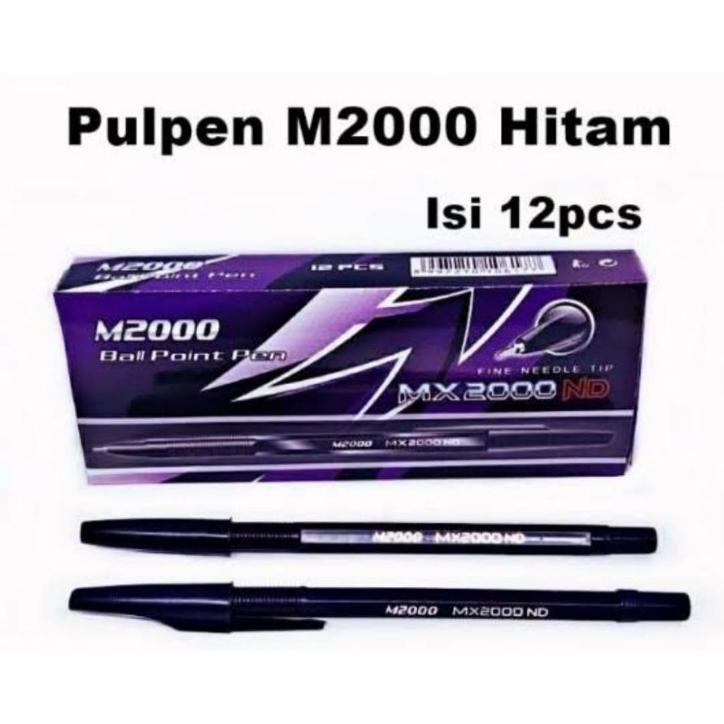 

Pulpen pena bolpen ballpoint hitam murah M2000-12 pcs