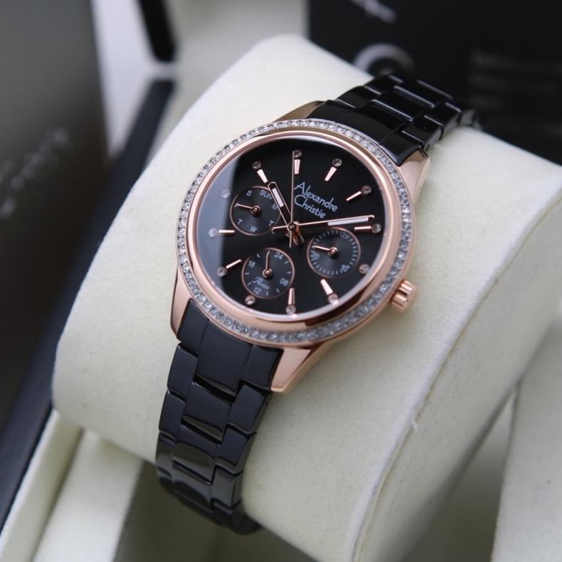 Jam Tangan Wanita Alexandre Christie AC 2A62 AC2A62 Black Rosegold Original Garansi Resmi 1 Tahun