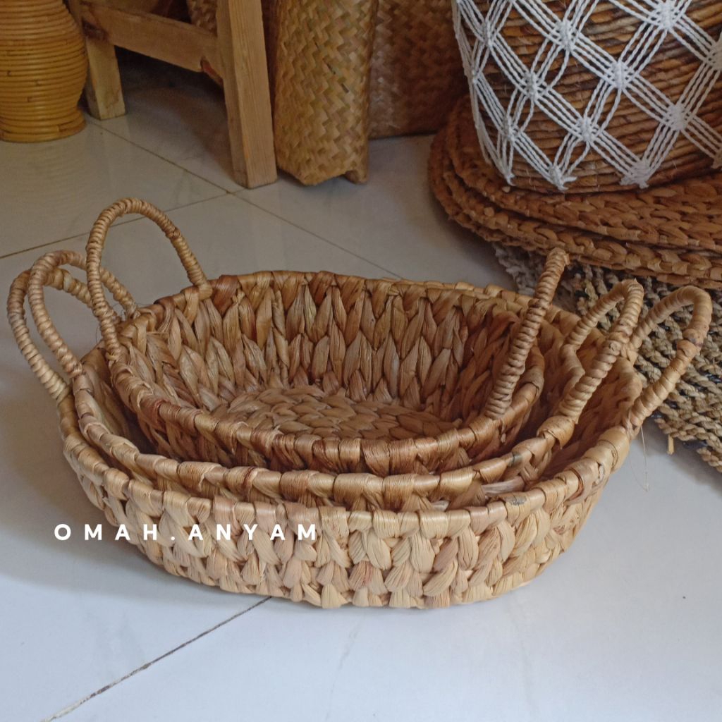 Tray Nampan Eceng Gondok | Baki Anyam Oval eceng gondok alami