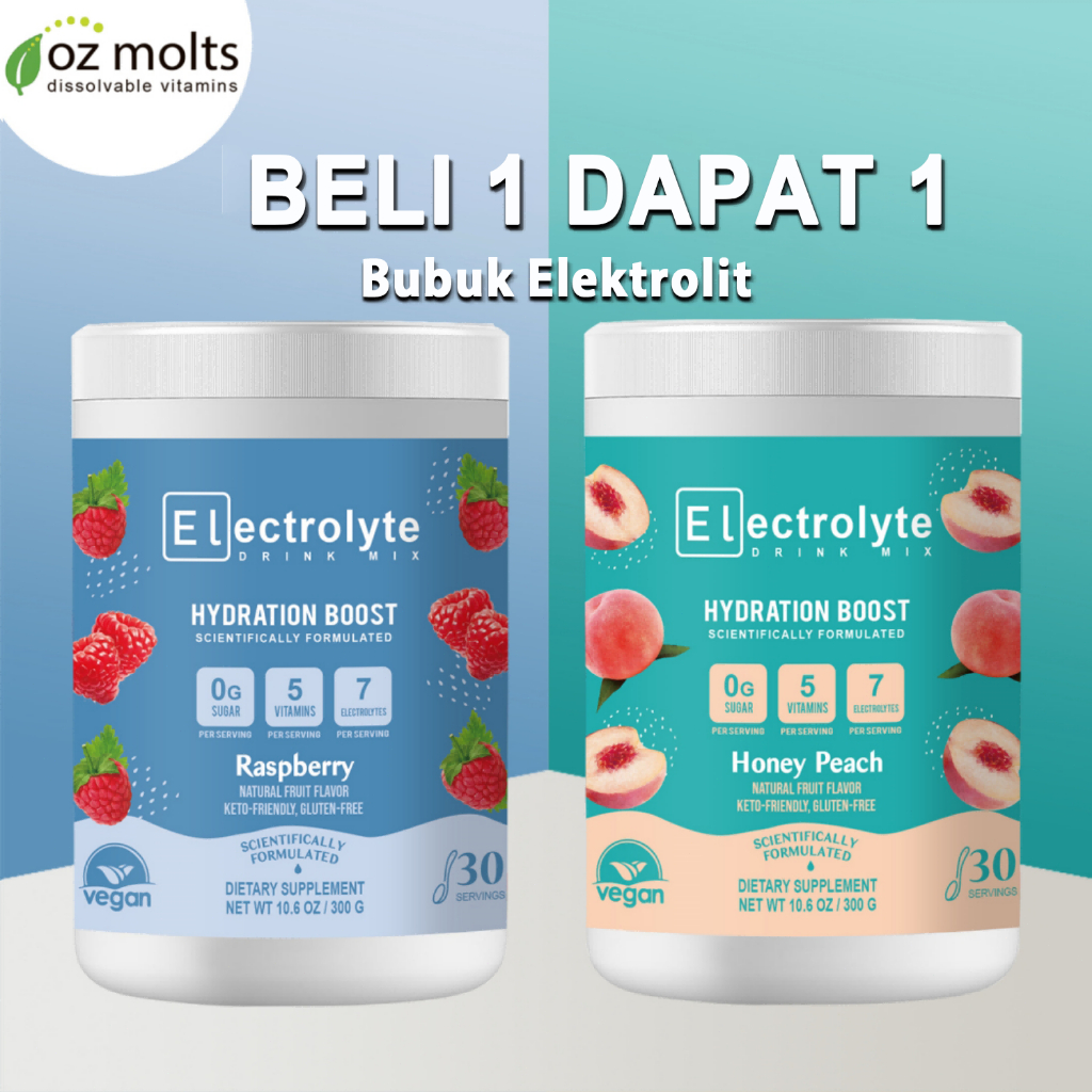 Ozmolts Electrolytes Powder Drink Hydration Supplement for Men and Women Energy Mood Booster Bubuk e