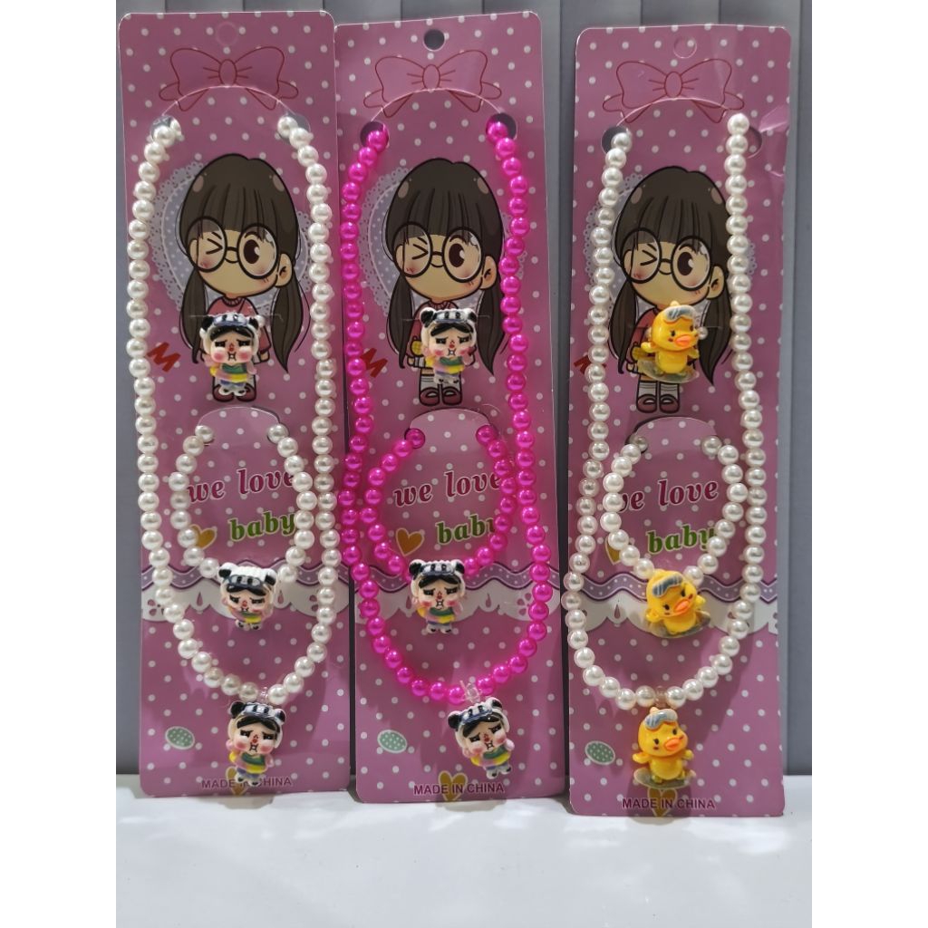 kalung mutiara set anak kalung. cicin. gelang