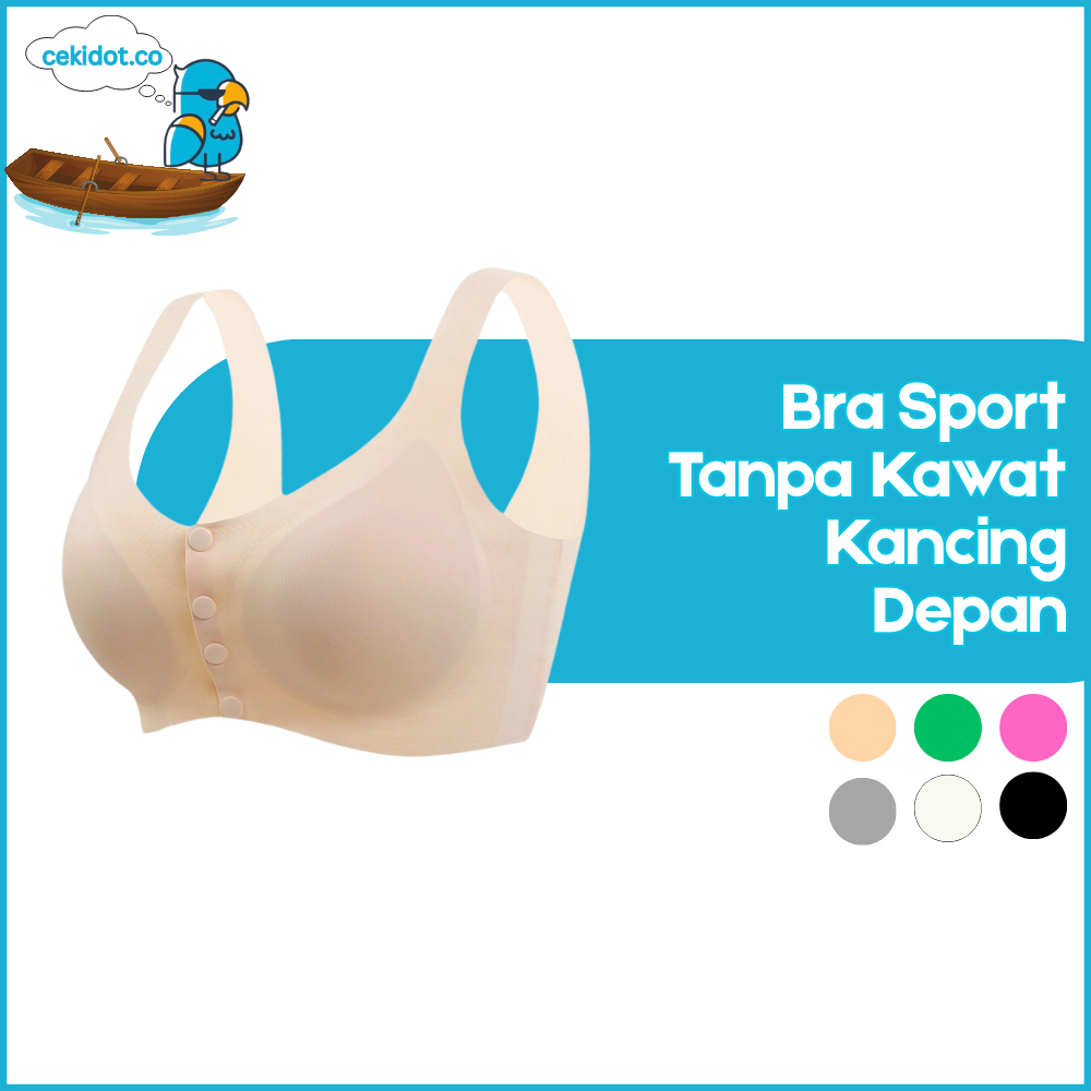 Cekidot BRA522 Bra Sport Tanpa Kawat Kancing Depan Bahan Lembut BH Kehamilan Menyusui Sportbra Olahr