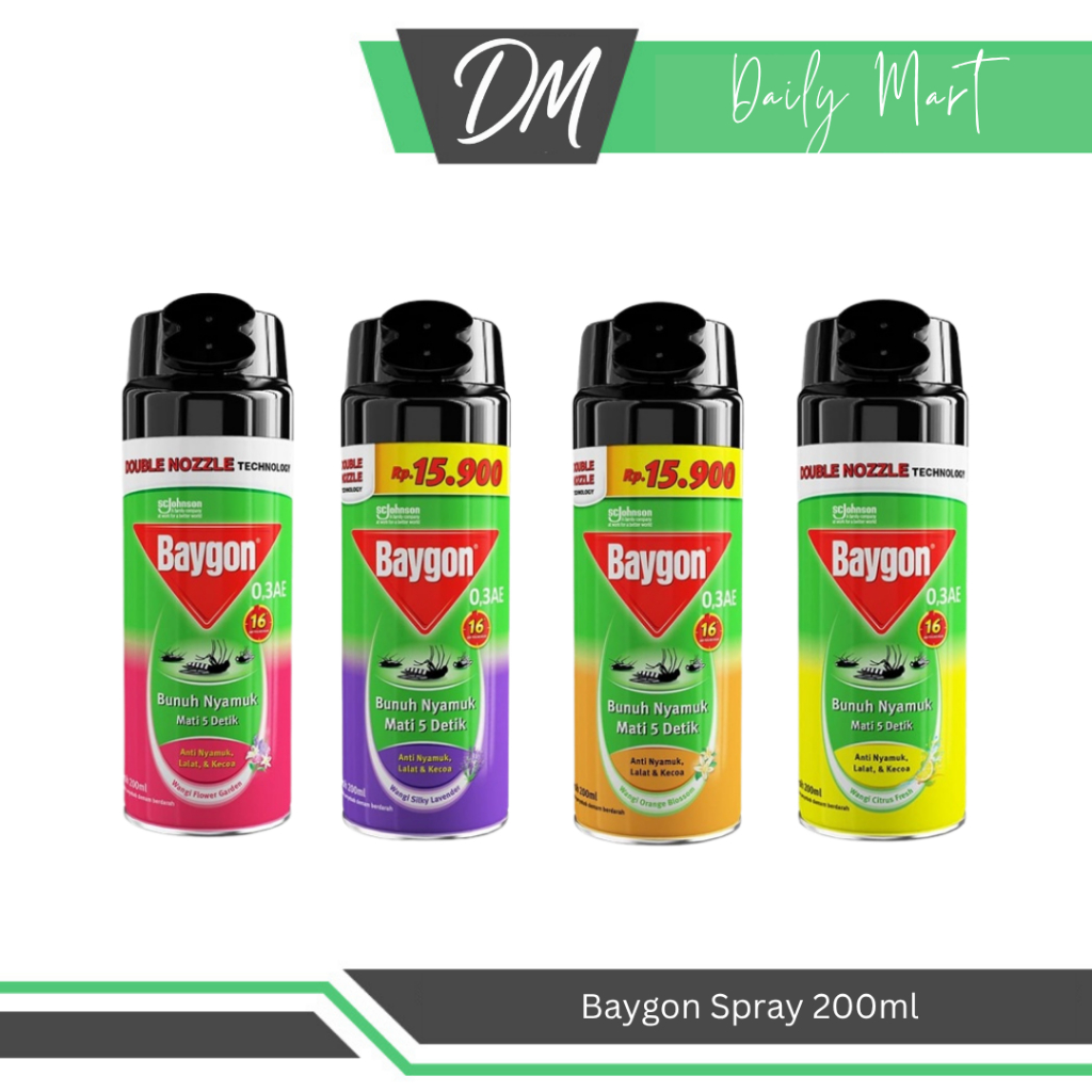 Baygon Spray 200ml All Varian - Semprotan Anti Nyamuk Lalat Kecoa Wangi