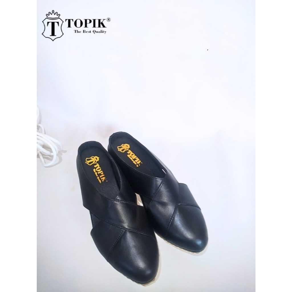 TOPIK - Sandal Selop Wanita Hak 3 cm Kulit Asli