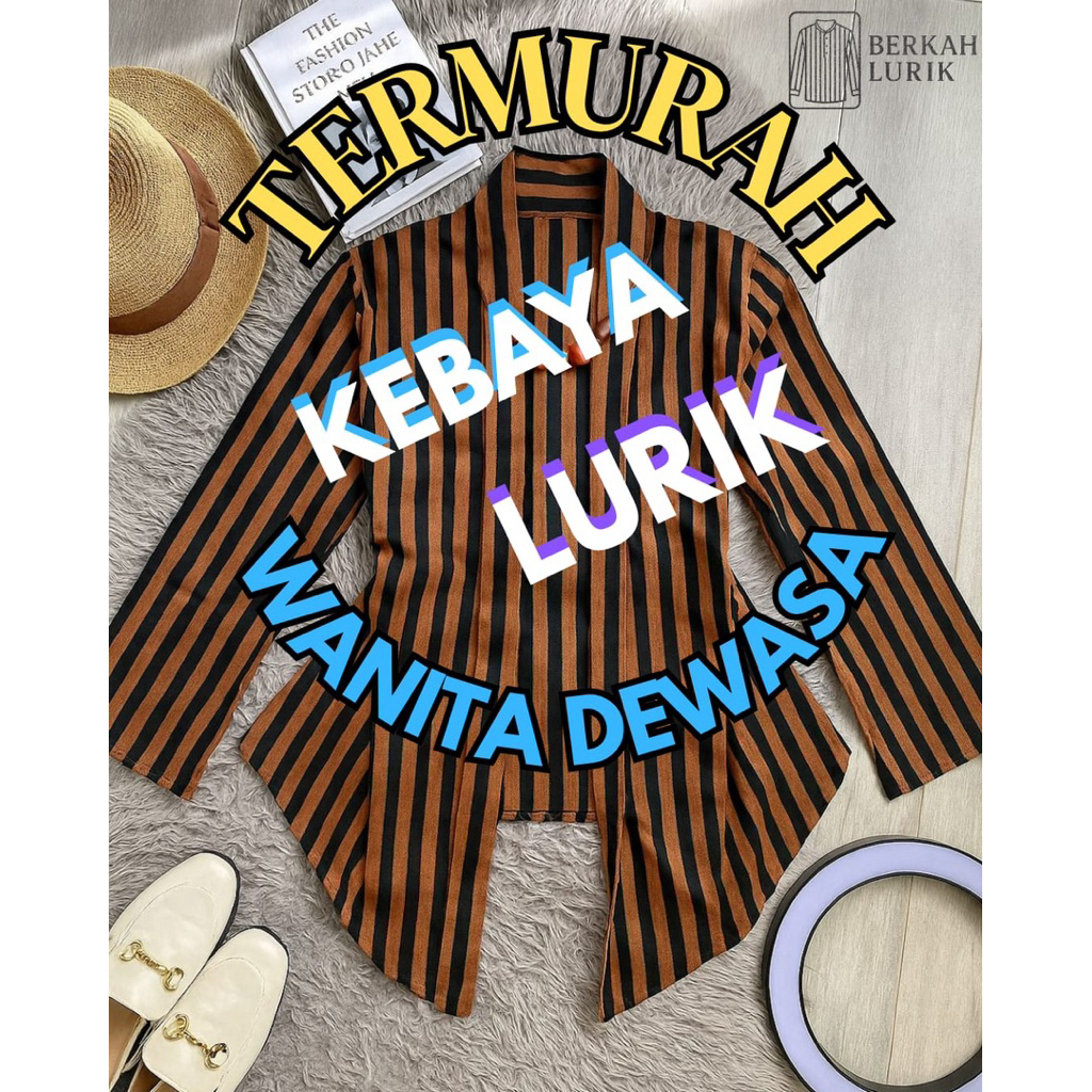Kebaya Lurik Wanita Model Kutubaru – Baju Adat Jawa Surjan Lurik Jogja Solo | Bahan Tenun Tebal | Si