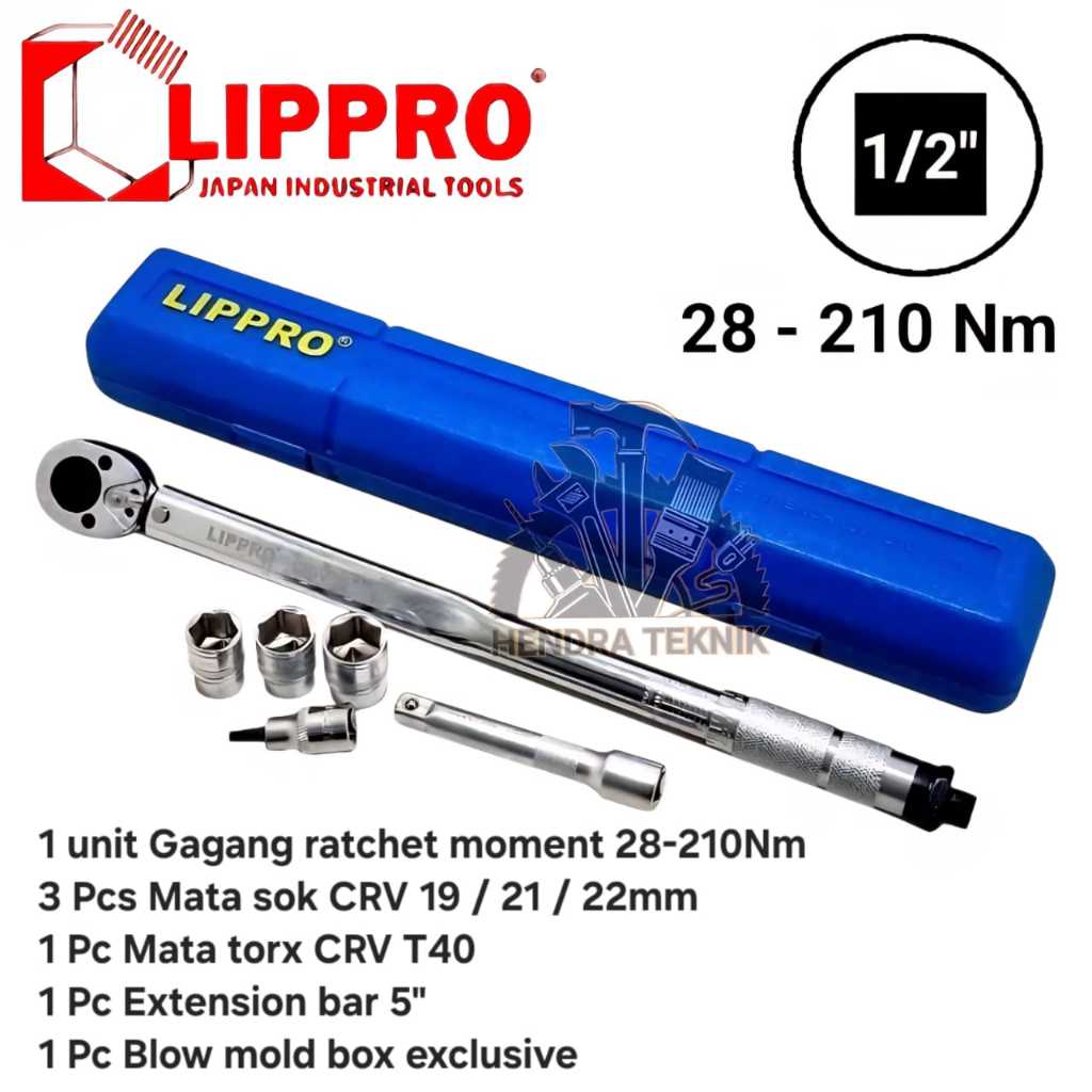 LIPPRO Kunci Torsi Momen 1/2 Inch Torque Wrench 28 - 210 Nm Motor Mobil / Kunci Torsi Ratchet Lippro