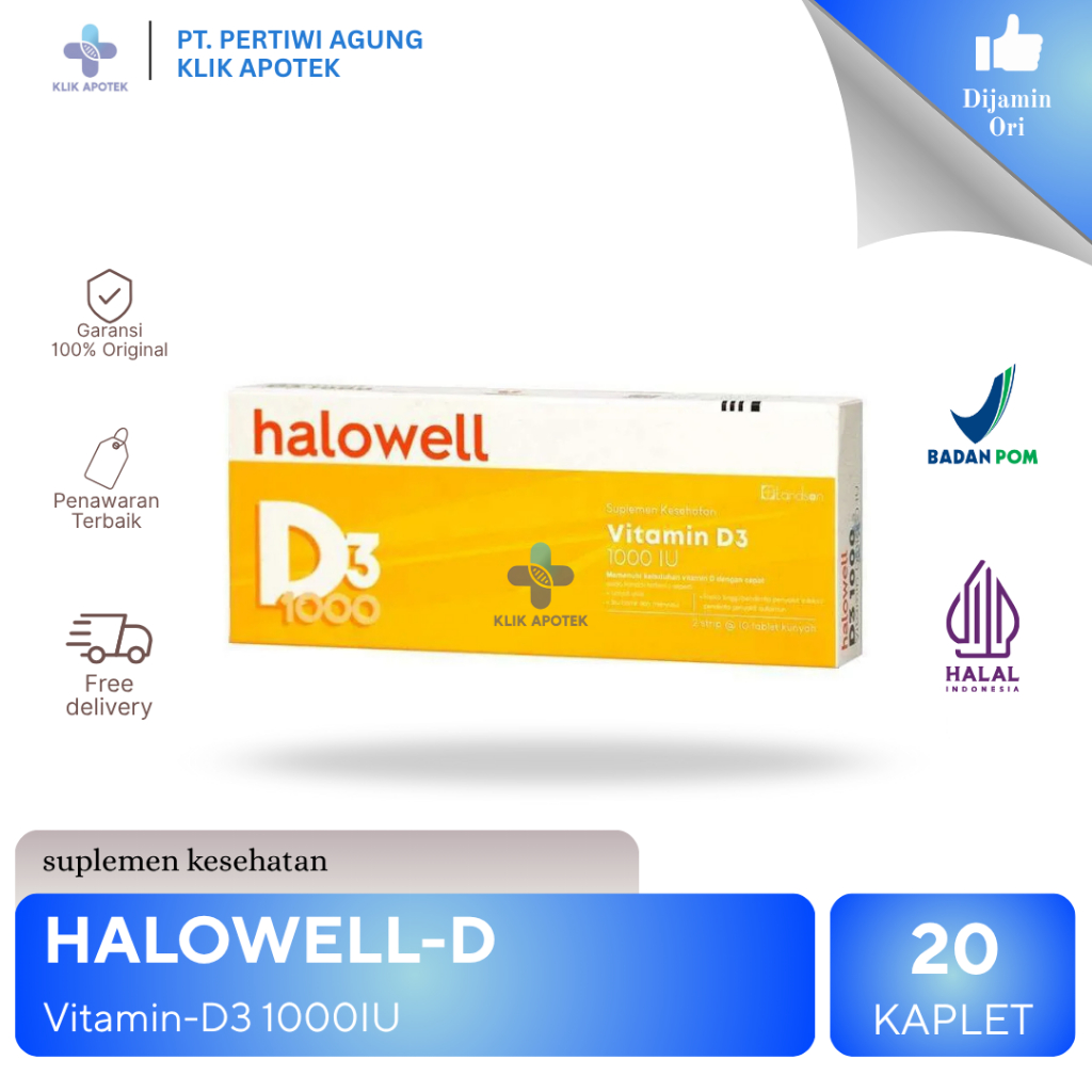 Halowell Vitamin D3 1000 IU | Tablet Kunyah