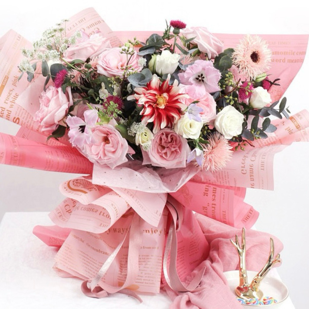 

[5 LEMBAR] Kertas Buket Cellophane Motif Koran | Flower Wrapping Paper Newspaper | Waterproof Cellophane | Hiasan Dekorasi