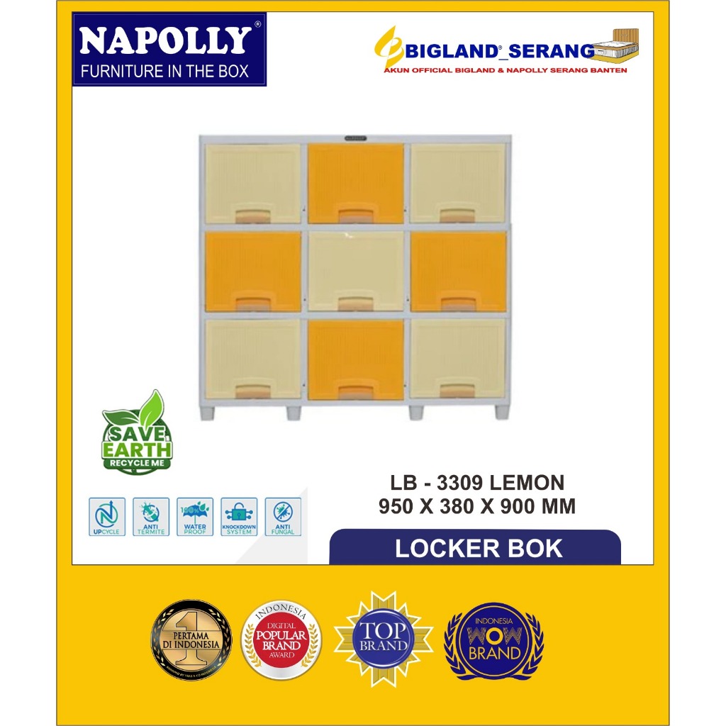 Napolly Locker Box 9 ruang  dan 6 ruang penyimpanan - LOCKER BOX-3309 - LOCKER BOX-3306 Pakaian Main