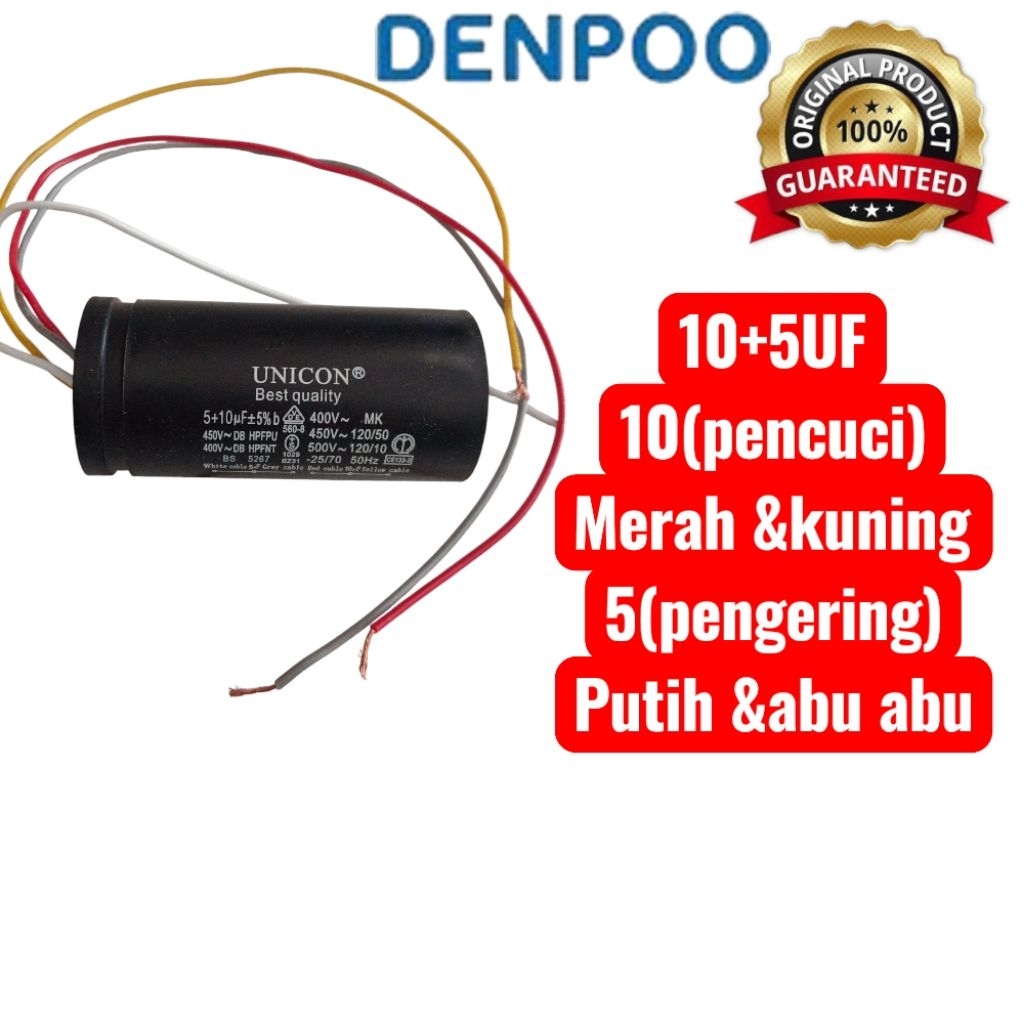 Kapasitor mesin cuci denpoo DW -9292 mesin cuci denpoo 2 tabung